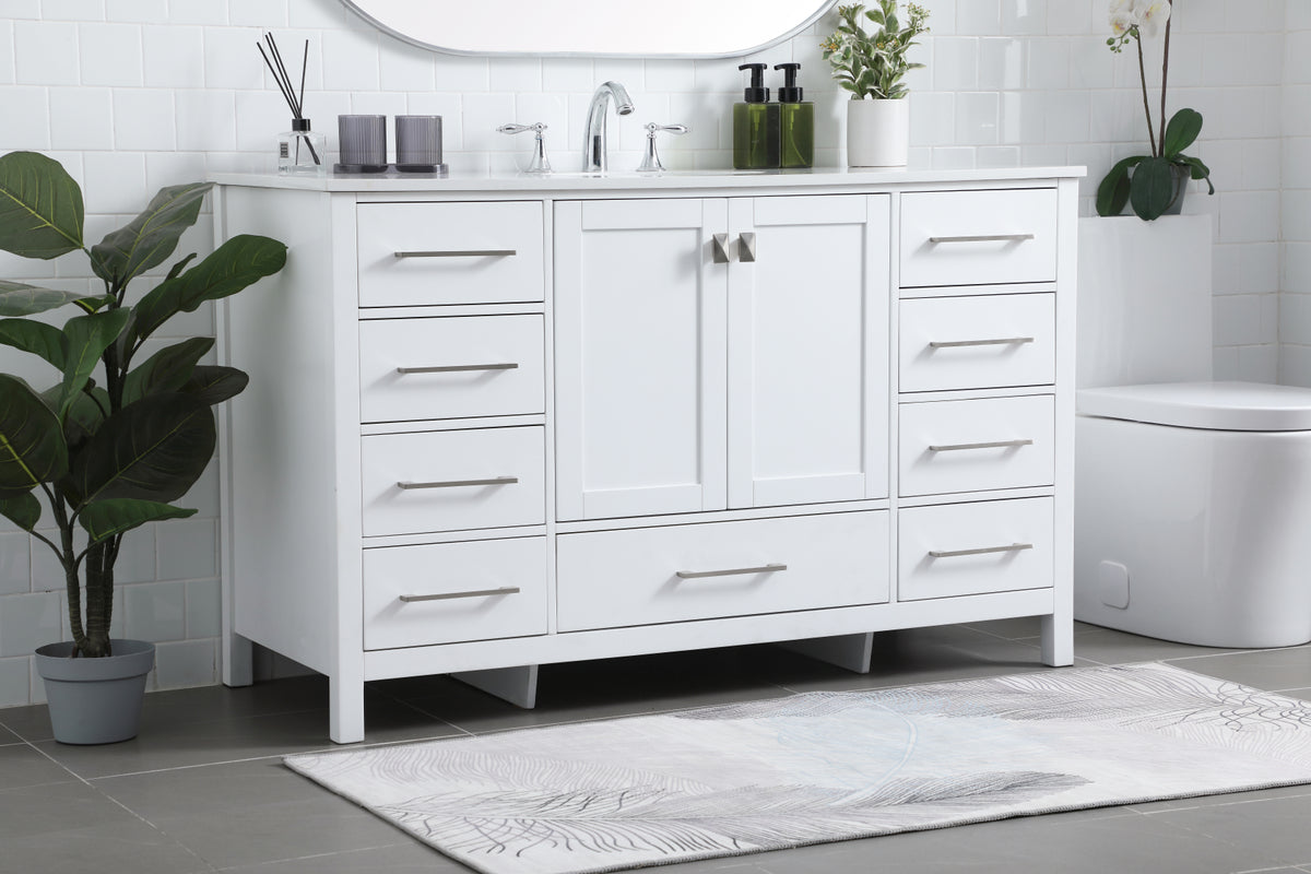 54 Inch SIngle Bathroom Vanity In White