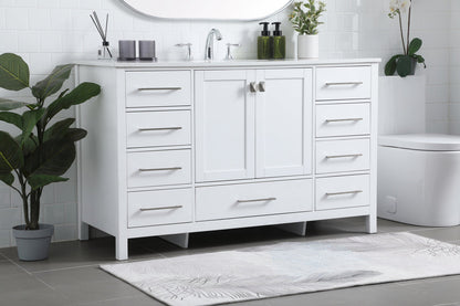 54 Inch SIngle Bathroom Vanity In White