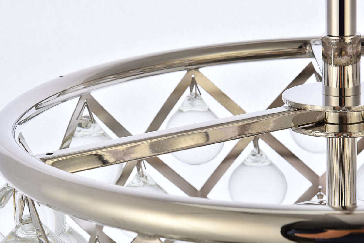 Madison 3 light polished nickel Pendant Clear Royal Cut Crystal