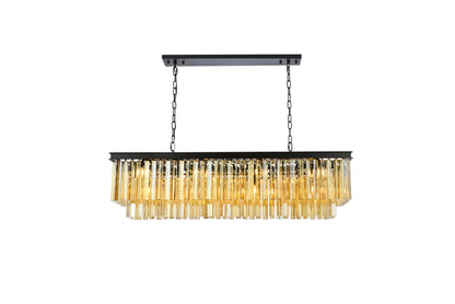 Sydney 12 light Matte Black Chandelier Golden Teak (Smoky) Royal Cut Crystal