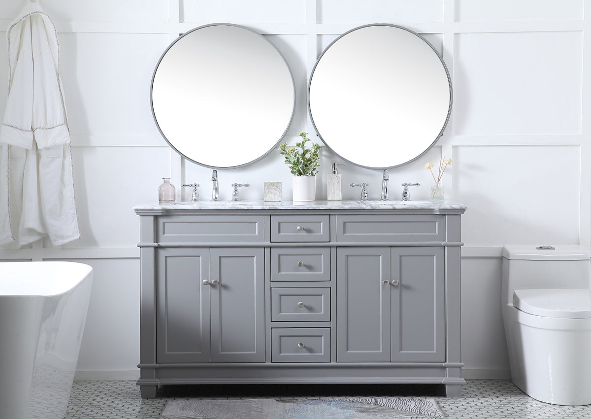 60 inch Double Bathroom Vanity set in Grey
