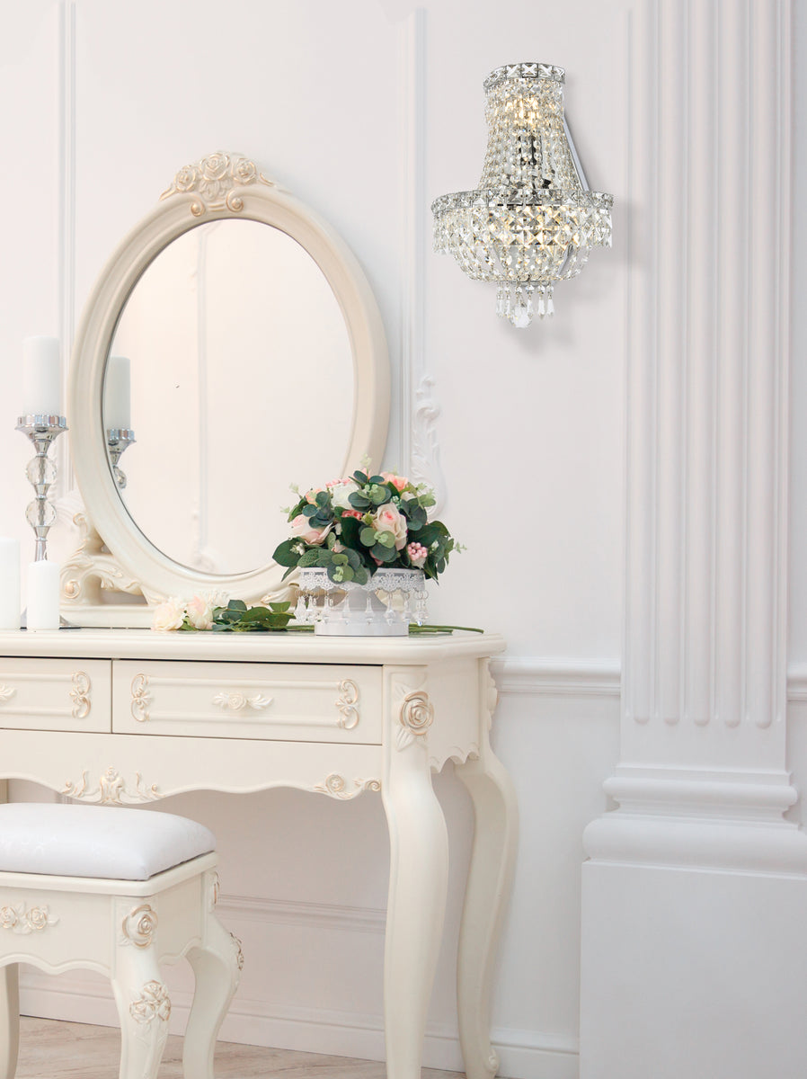 Tranquil 3 light Chrome Wall Sconce Clear Royal Cut Crystal