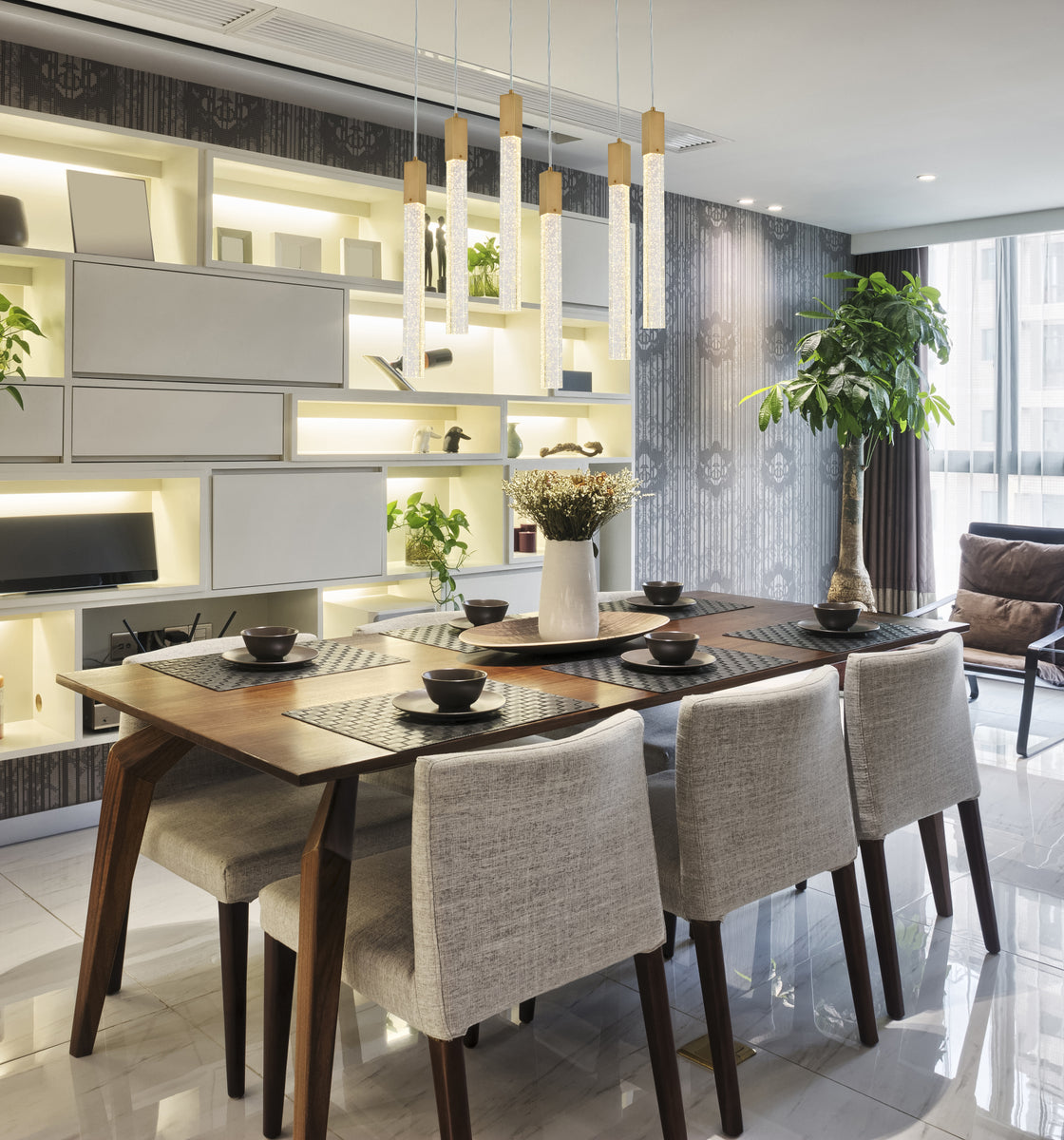 Weston 6 lights pendant in satin gold