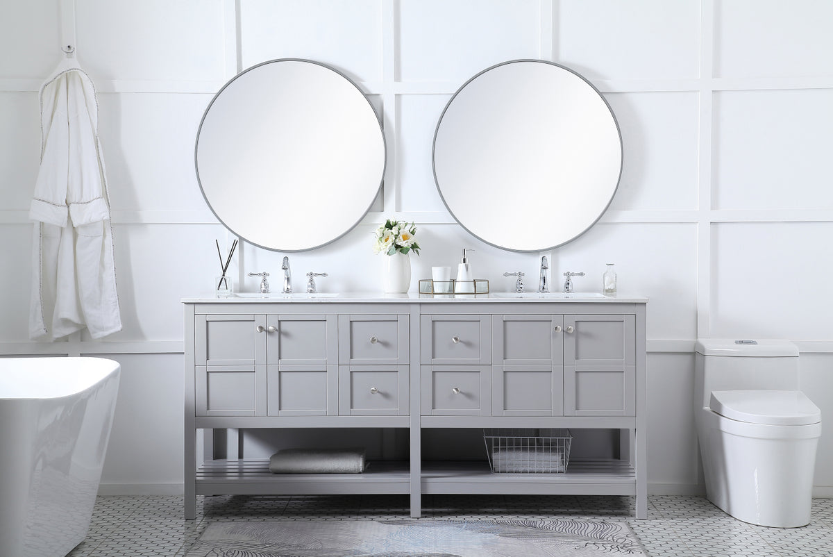 72 inch Double Bathroom Vanity in Gray