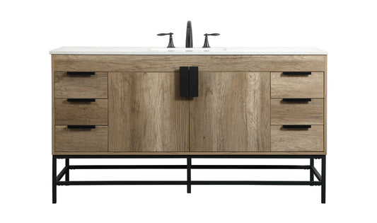 60 inch Single bathroom vanity in natural oak
