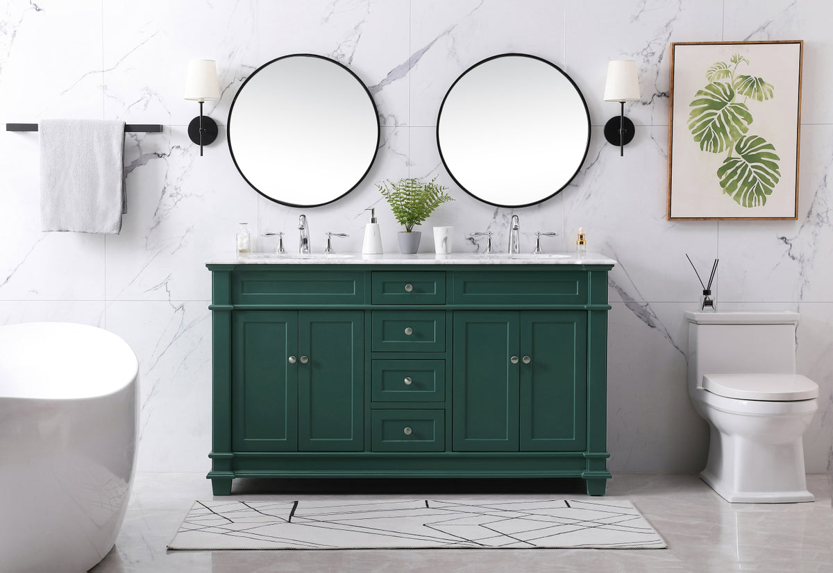 60 inch double bathroom vanity set in black