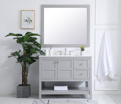 42 inch Single Bathroom Vanity in Gray with Backsplash