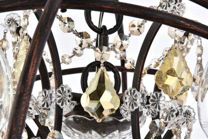 Geneva 5 light Dark Bronze Pendant Golden Teak (Smoky) Royal Cut crystal