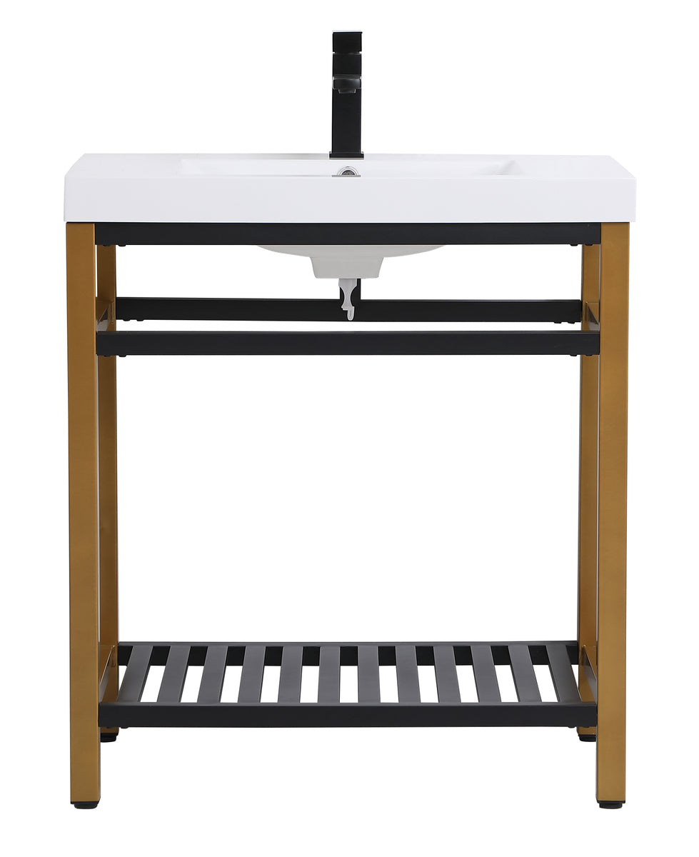 30 inch Single Bathroom Metal Vanity in Golden Black
