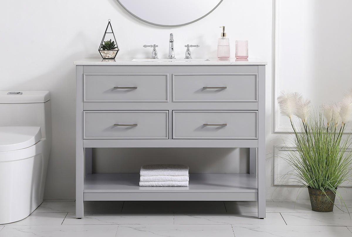 42 inch Single bathroom vanity in gray