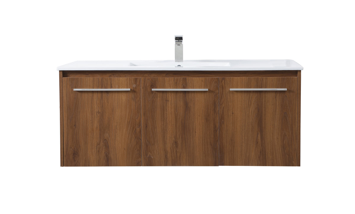 48 inch  Single Bathroom Floating Vanity in Walnut Brown
