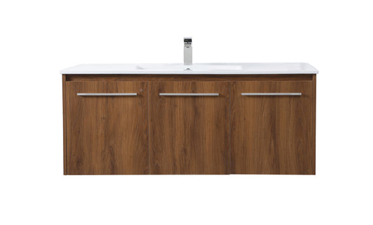 48 inch  Single Bathroom Floating Vanity in Walnut Brown