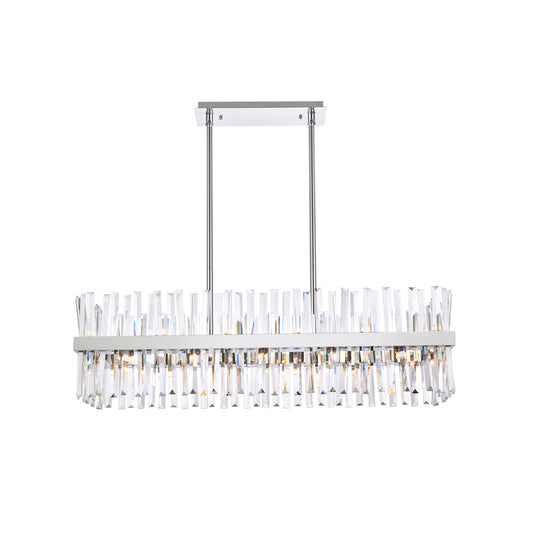 Serephina 42 inch crystal rectangle chandelier light in chrome