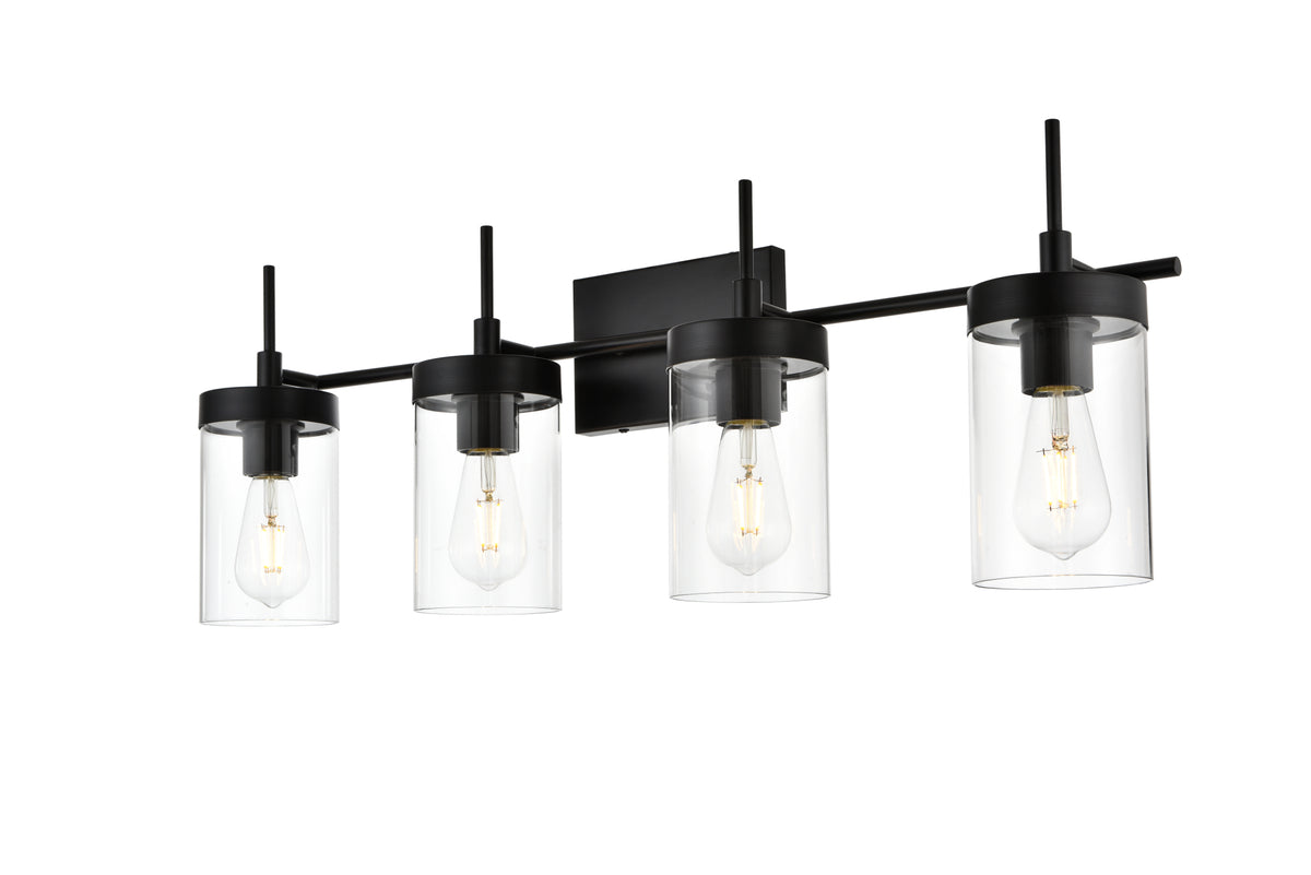 Benny 4 light Black and Clear Bath Sconce