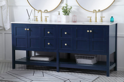 72 inch Double Bathroom Vanity in Blue