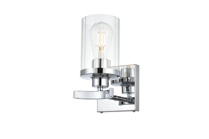 Saanvi 1 light Chrome and Clear Bath Sconce