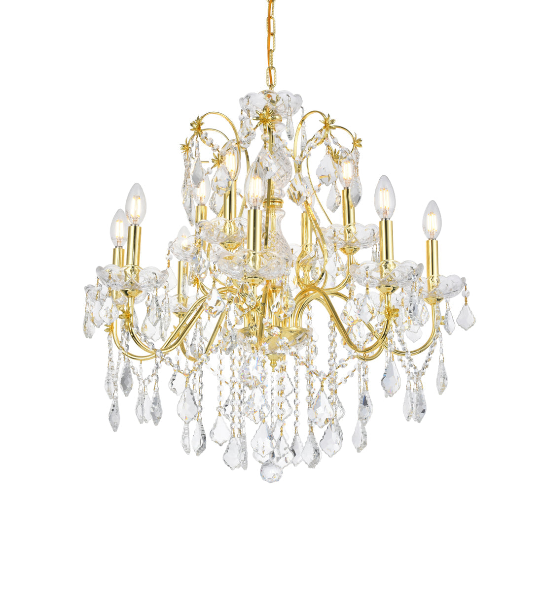 St. Francis 12 light Gold Chandelier Clear Royal Cut Crystal