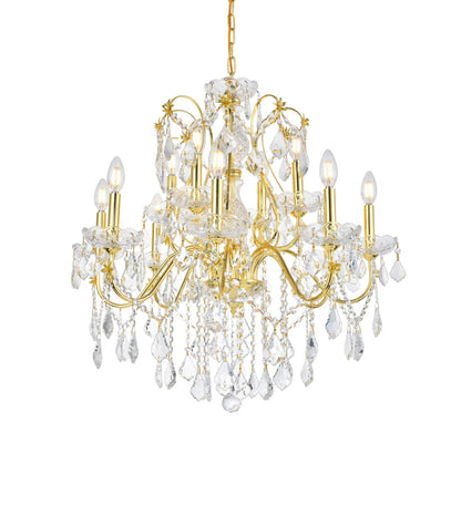 St. Francis 12 light Gold Chandelier Clear Royal Cut Crystal