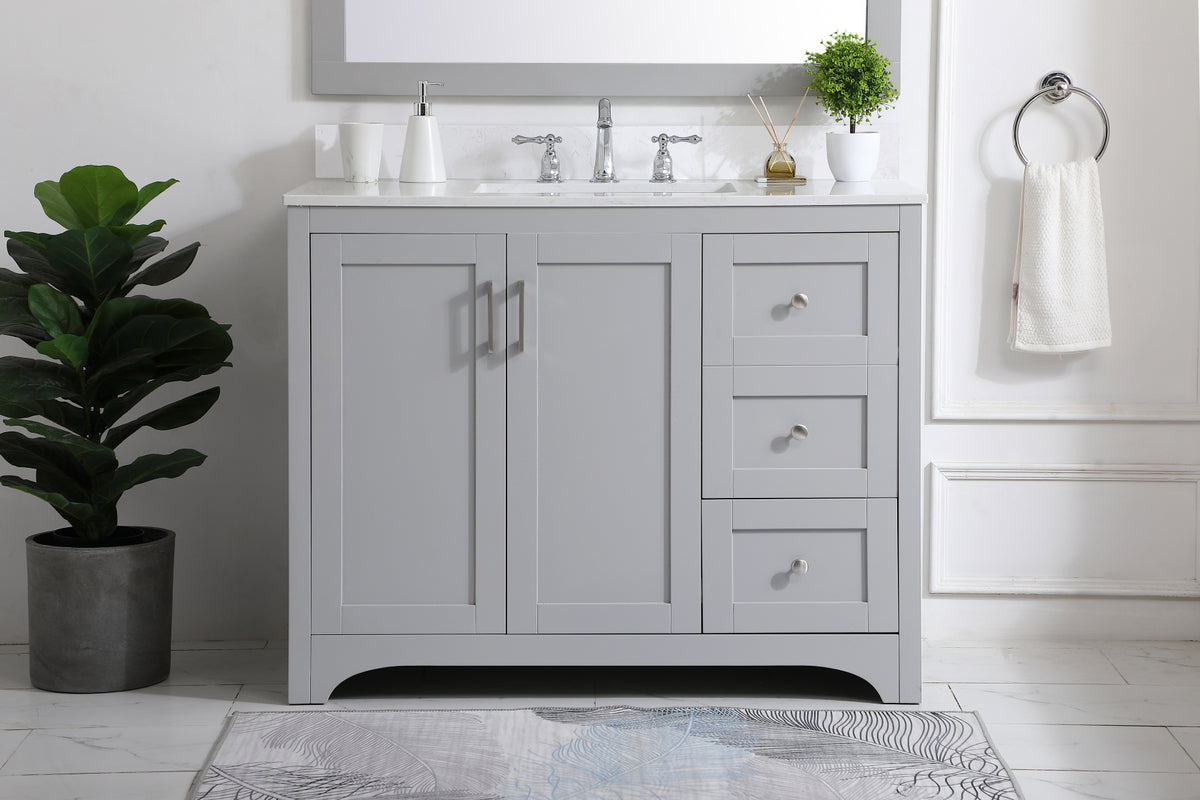 42 inch Single Bathroom Vanity in Grey with Backsplash