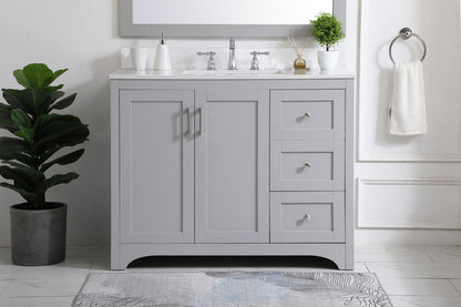 42 inch Single Bathroom Vanity in Grey with Backsplash