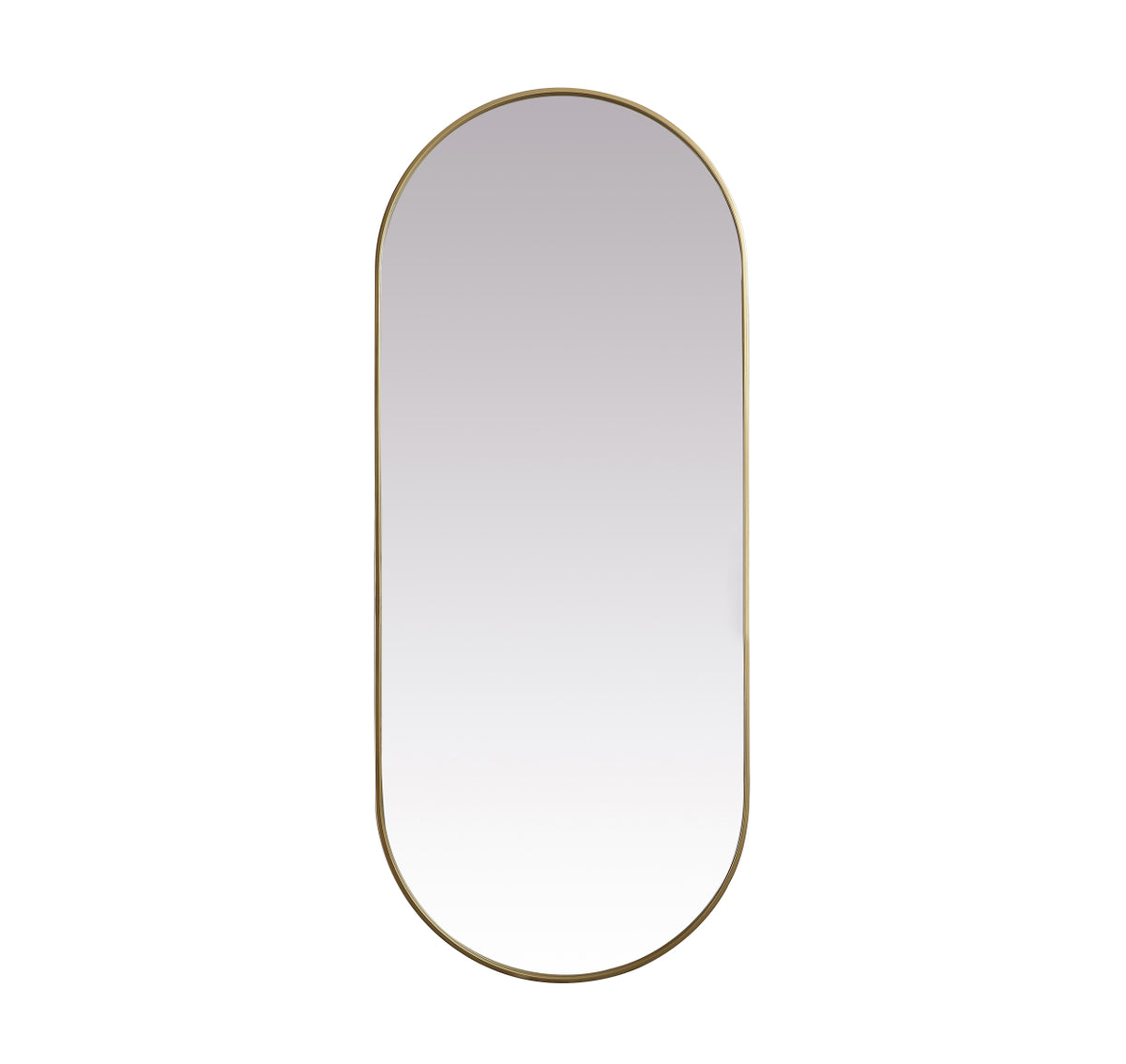 Metal Frame Oval Mirror 30x72 Inch in Brass