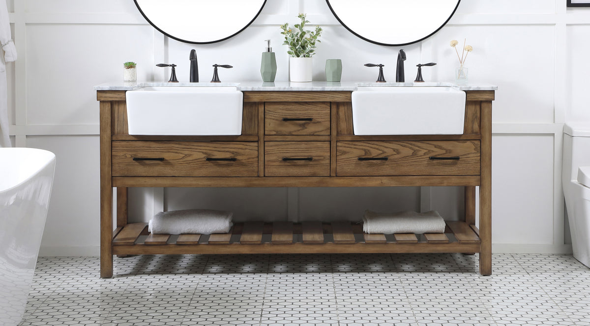 72 inch double bathroom vanity in driftwood