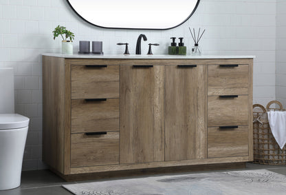 60 Inch SIngle Bathroom Vanity In Natural Oak