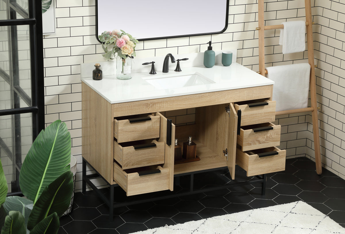 48 inch Single bathroom vanity in mango wood with backsplash