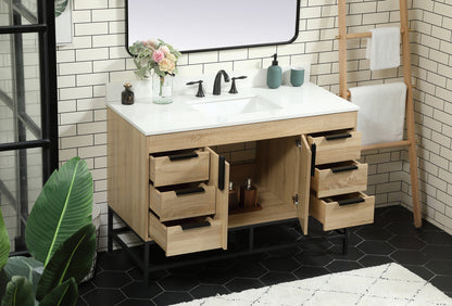 48 inch Single bathroom vanity in mango wood with backsplash