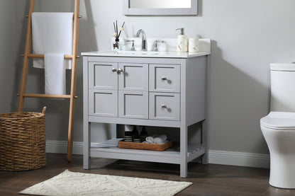 32 inch Single bathroom vanity in grey with backsplash