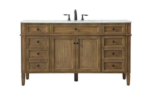 60 inch Single bathroom vanity in driftwood