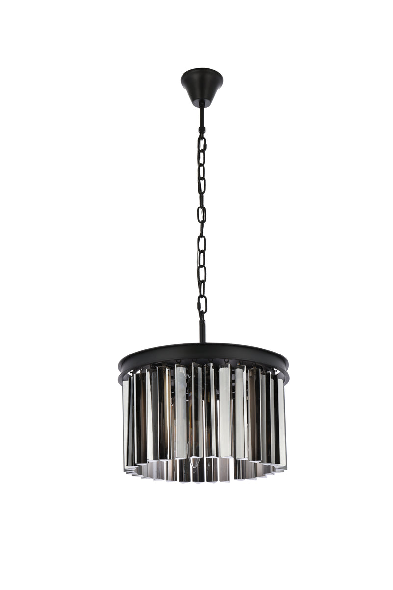 Sydney 3 light Matte Black Pendant Silver Shade (Grey) Royal Cut Crystal