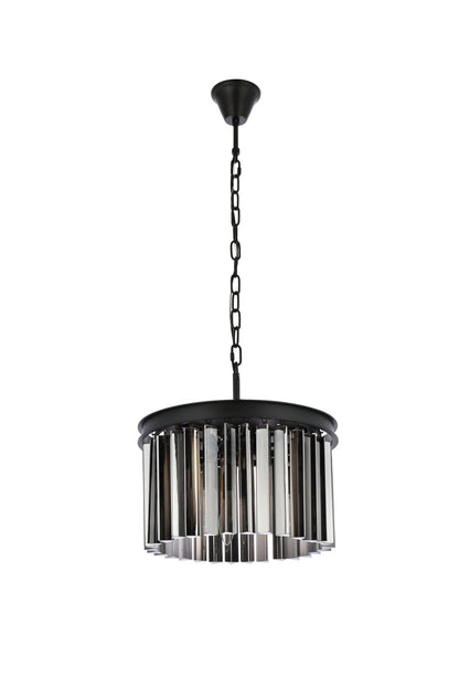 Sydney 3 light Matte Black Pendant Silver Shade (Grey) Royal Cut Crystal