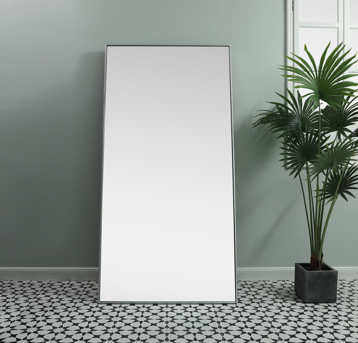 Metal Frame Rectangle Full Length Mirror 36x72 Inch in Silver