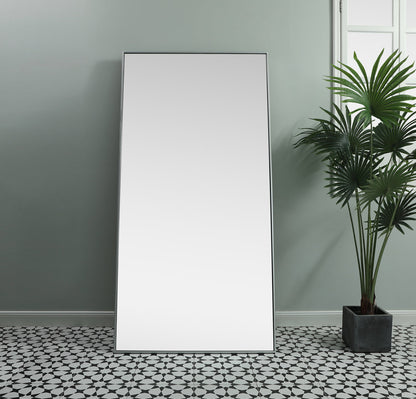 Metal Frame Rectangle Full Length Mirror 36x72 Inch in Silver