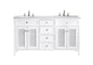 60 In. Double Bathroom Vanity Set In White
