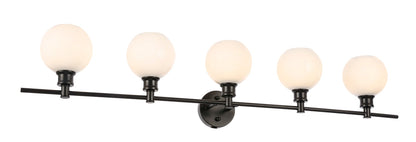 Collier 5 light Black and Frosted white glass Wall sconce