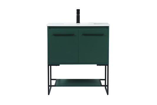 30 inch Single bathroom vanity in green