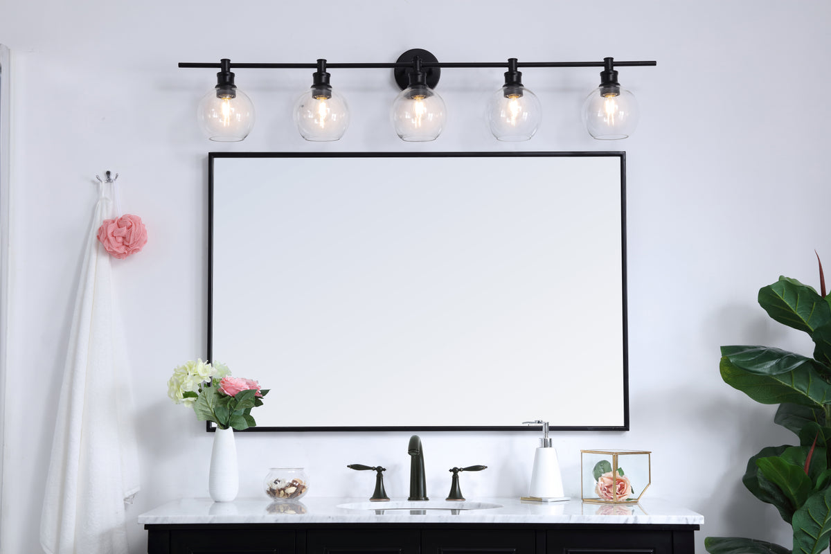 Collier 5 light Black and Clear glass Wall sconce