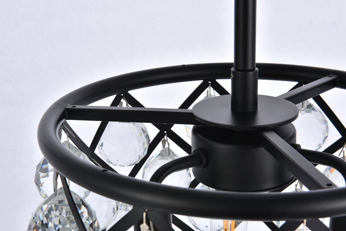 Madison 3 light Matte Black Pendant Clear Royal Cut Crystal