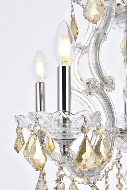 Maria Theresa 6 light Chrome Pendant Golden Teak (Smoky) Royal Cut Crystal
