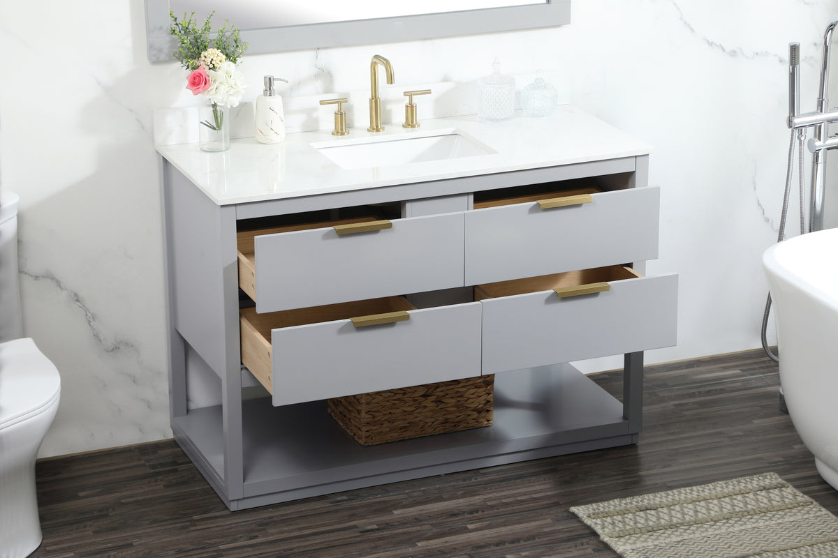 48 inch Single bathroom vanity in grey with backsplash