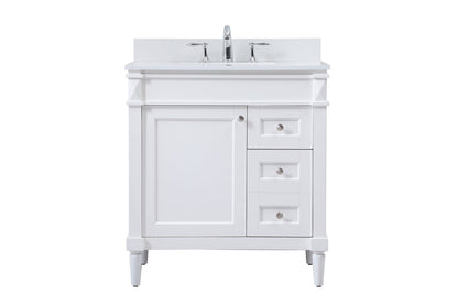 32 inch Single bathroom vanity in white with backsplash