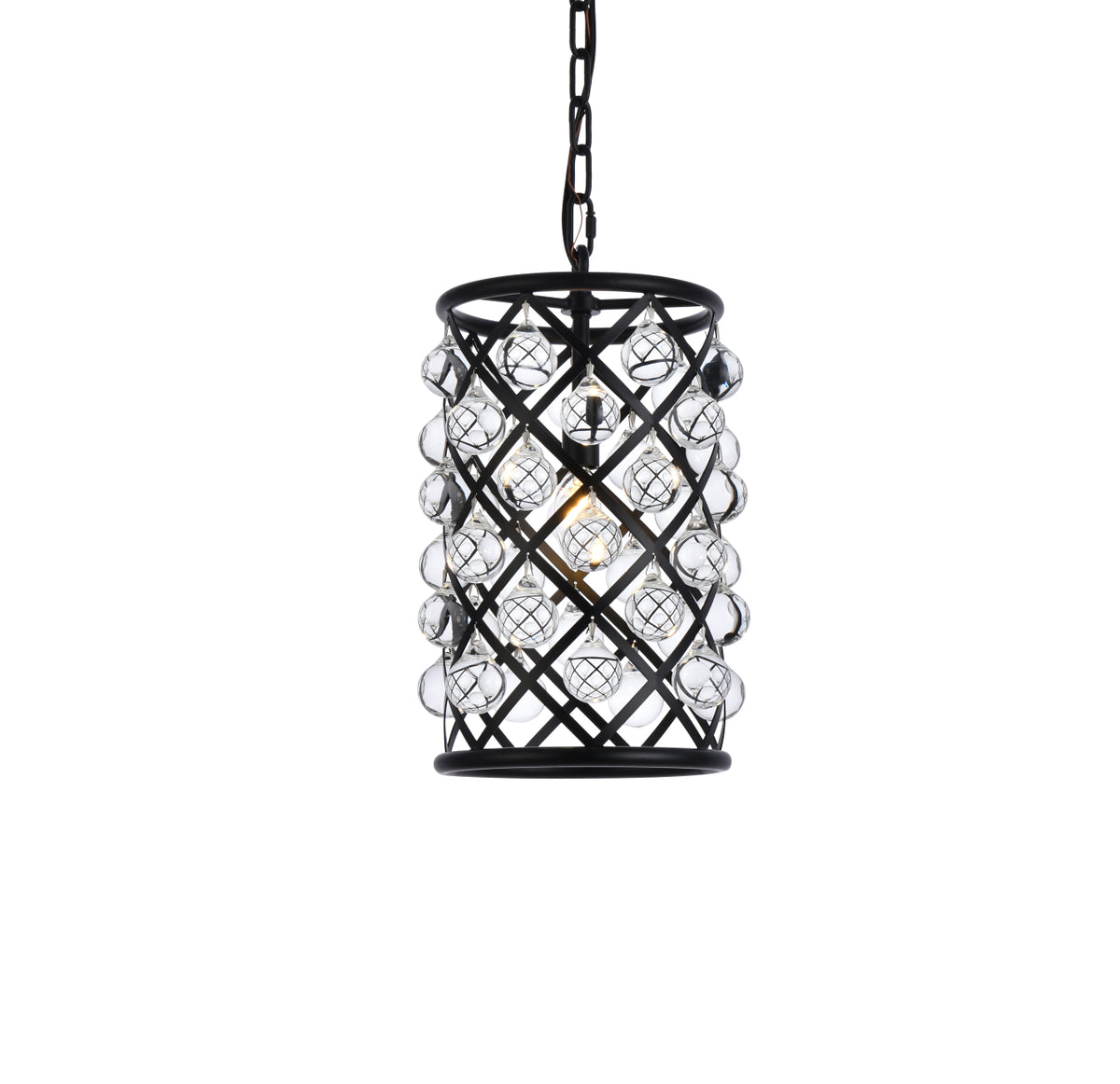 Madison 1 light Matte Black Pendant Clear Royal Cut Crystal