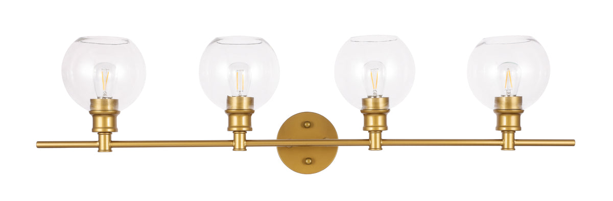 Collier 4 light Brass and Clear glass Wall sconce