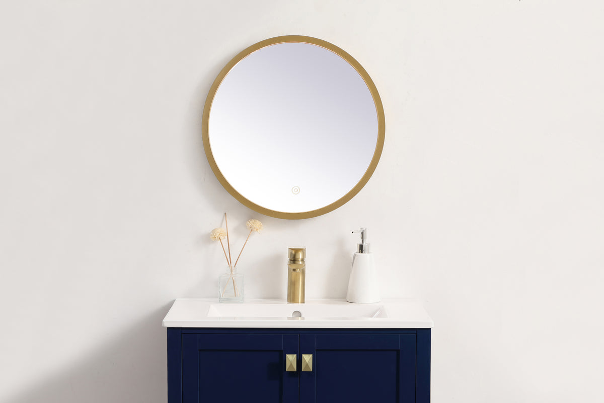 Pier 18 inch LED mirror with adjustable color temperature 3000K/4200K/6400K in brass