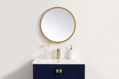 Pier 18 inch LED mirror with adjustable color temperature 3000K/4200K/6400K in brass