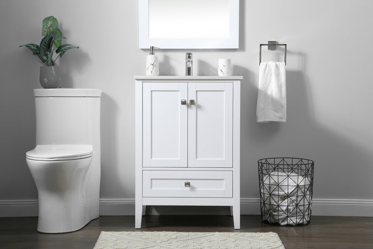 24 Inch SIngle Bathroom Vanity In White