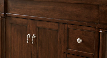 36 inch Single Bathroom vanity in Walnut with ivory white engineered marble