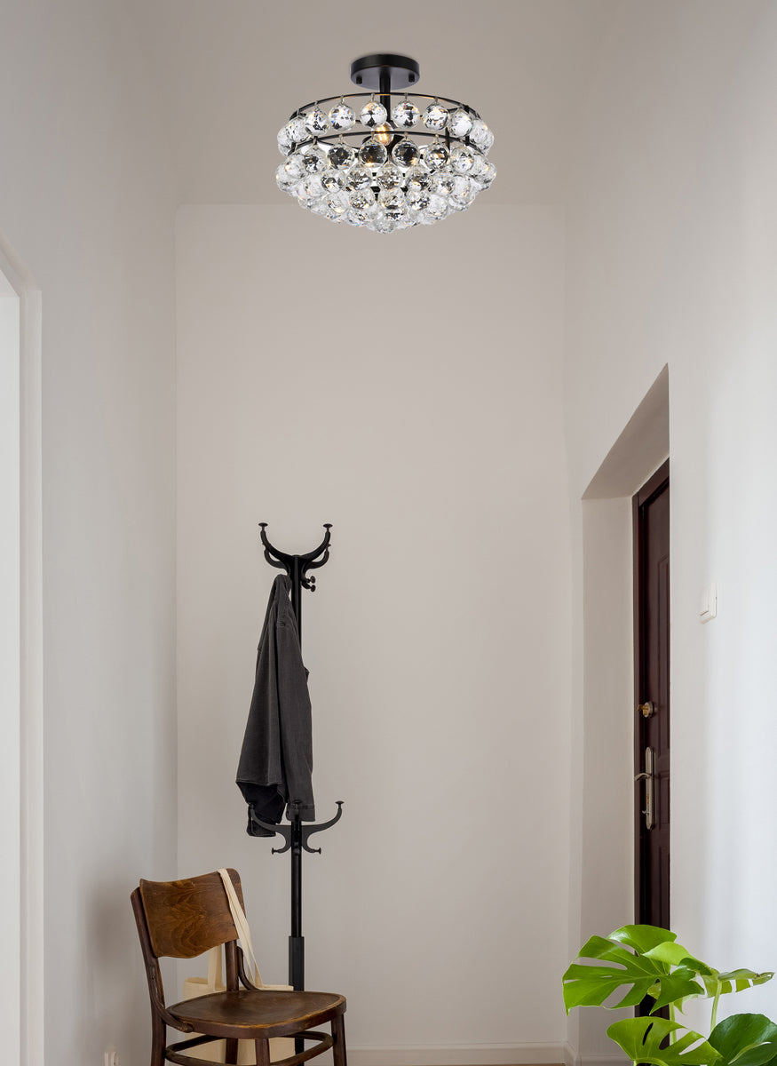 Savannah 14 inch flush mount in black